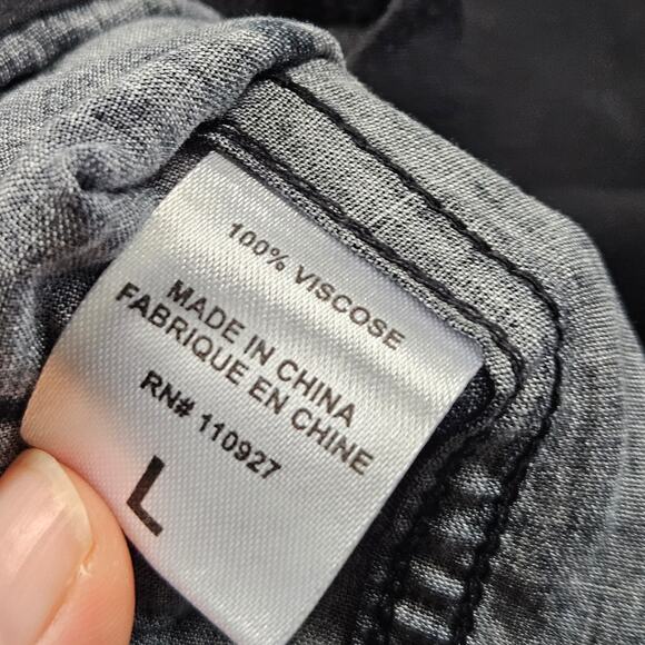 Death Row Records Shirt Mens L Black Button Up Viscose Ripple Junction Smoke - Picture 4 of 8